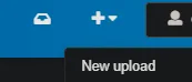Screenshot of the Zenodo toolbar with the “New upload” button highlighted.
